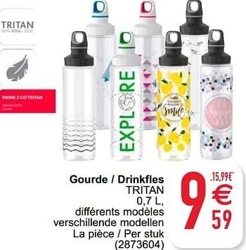 Promoties Gourde - drinkfles tritan - Huismerk - Cora - Geldig van 21/09/2021 tot 04/10/2021 bij Cora