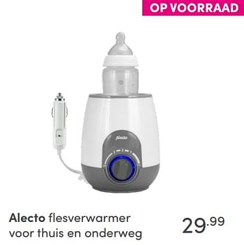 Promoties Alecto flesverwarmer voor thuis en onderweg - Alecto - Geldig van 19/09/2021 tot 25/09/2021 bij Baby & Tiener Megastore