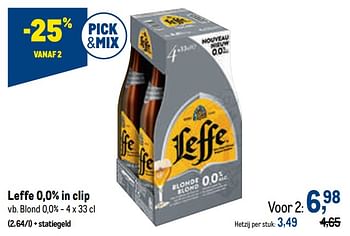 Promoties Leffe blond 0,0% - Leffe - Geldig van 22/09/2021 tot 05/10/2021 bij Makro