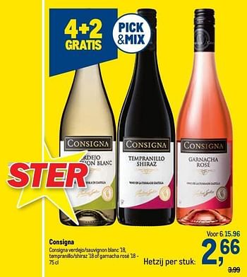 Promoties Consigna consigna verdejo-sauvignon blanc `18, tempranillo-shiraz `18 of garnacha rosé `18 - Witte wijnen - Geldig van 22/09/2021 tot 05/10/2021 bij Makro