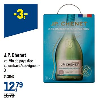 Promotions J.p. chenet vin de pays d`oc - colombard-sauvignon - Vins blancs - Valide de 22/09/2021 à 05/10/2021 chez Makro