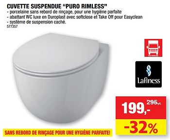 Promotions Cuvette suspendue puro rimless - Lafiness - Valide de 22/09/2021 à 03/10/2021 chez Hubo