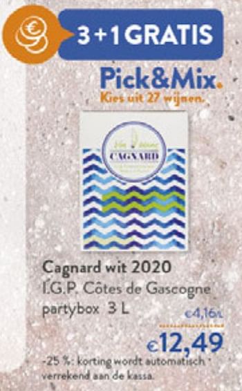 Promoties Cagnard wit 2020 i.g.p. côtes de gascogne - Witte wijnen - Geldig van 22/09/2021 tot 05/10/2021 bij OKay