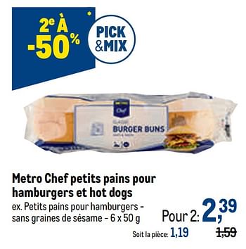 Promotions Petits pains pour hamburgers - sans graines de sésame - Produit maison - Makro - Valide de 22/09/2021 à 05/10/2021 chez Makro