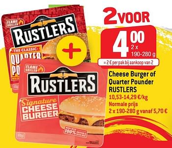Promoties Cheese burger of quarter pounder rustlers - Rustlers - Geldig van 22/09/2021 tot 28/09/2021 bij Smatch
