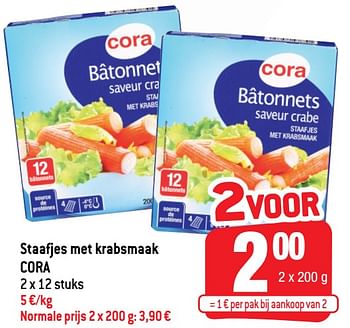 Promoties Staafjes met krabsmaak cora - Huismerk - Smatch - Geldig van 22/09/2021 tot 28/09/2021 bij Smatch