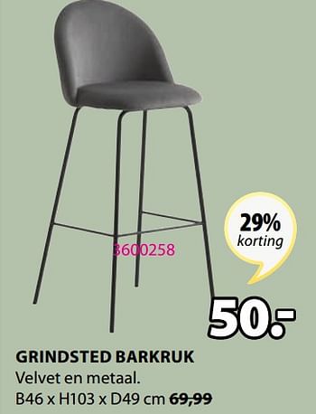 Promoties Grindsted barkruk - Huismerk - Jysk - Geldig van 20/09/2021 tot 03/10/2021 bij Jysk