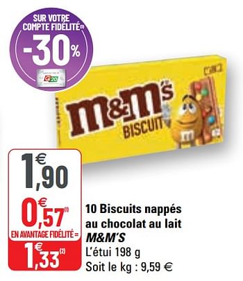 Promotions 10 biscuits nappés au chocolat au lait m+m’s - M&M 's - Valide de 22/09/2021 à 03/10/2021 chez G20