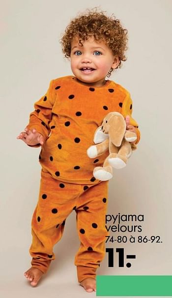 Promotions Pyjama velours - Produit maison - Hema - Valide de 22/09/2021 à 05/10/2021 chez Hema