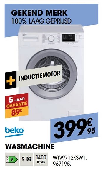 Promoties Beko wasmachine wtv9712xsw1 - Beko - Geldig van 30/09/2021 tot 17/10/2021 bij Electro Depot