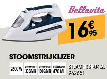 Promotions Bellavita stoomstrijkijzer steamfirst-04.2 - Bellavita - Valide de 30/09/2021 à 17/10/2021 chez Electro Depot