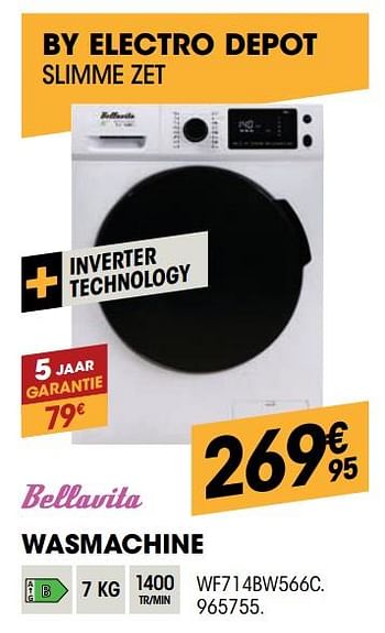 Promoties Bellavita wasmachine wf714bw566c - Bellavita - Geldig van 30/09/2021 tot 17/10/2021 bij Electro Depot
