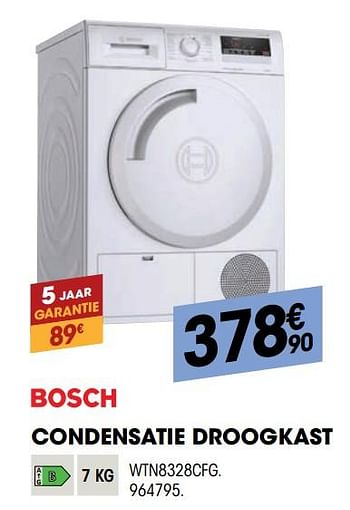 Promoties Bosch condensatie droogkast wtn8328cfg - Bosch - Geldig van 30/09/2021 tot 17/10/2021 bij Electro Depot