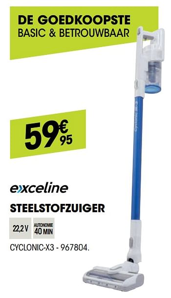 Promoties Exceline steelstofzuiger cyclonic-x3 - Exceline - Geldig van 30/09/2021 tot 17/10/2021 bij Electro Depot