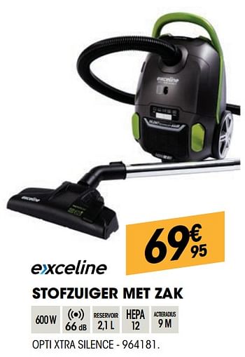 Promotions Exceline stofzuiger met zak opti xtra silence - Exceline - Valide de 30/09/2021 à 17/10/2021 chez Electro Depot