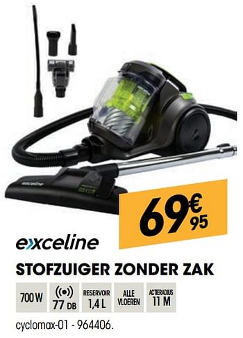 Promotions Exceline stofzuiger zonder zak cyclomax-01 - Exceline - Valide de 30/09/2021 à 17/10/2021 chez Electro Depot