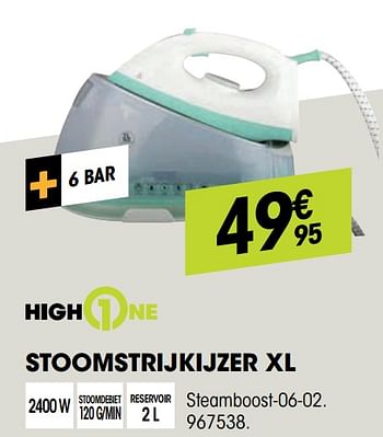 Promoties Highone stoomstrijkijzer xl steamboost-06-02 - HighOne - Geldig van 30/09/2021 tot 17/10/2021 bij Electro Depot