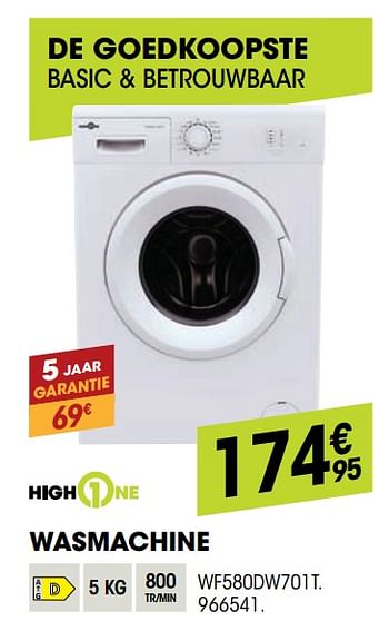 Promotions Highone wasmachine wf580dw701t - HighOne - Valide de 30/09/2021 à 17/10/2021 chez Electro Depot