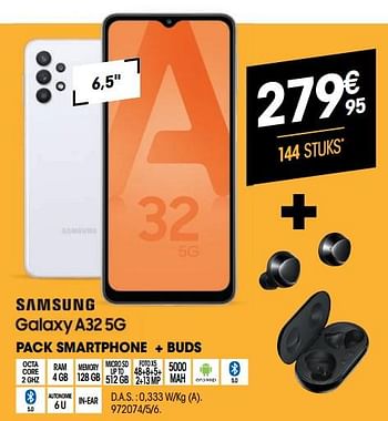 Promoties Samsung galaxy a32 5g pack smartphone + buds - Samsung - Geldig van 30/09/2021 tot 17/10/2021 bij Electro Depot
