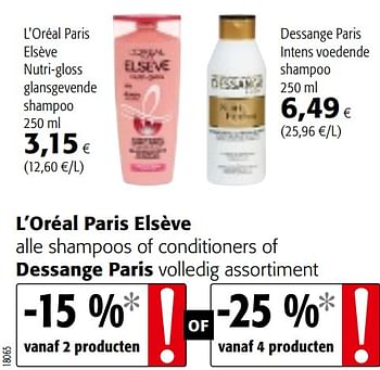 Promoties L`oréal paris elsève nutri-gloss glansgevende shampoo - L'Oreal Paris - Geldig van 22/09/2021 tot 05/10/2021 bij Colruyt