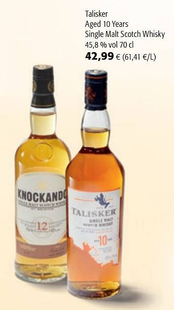 Promoties Talisker aged 10 years single malt scotch whisky - Talisker - Geldig van 22/09/2021 tot 05/10/2021 bij Colruyt
