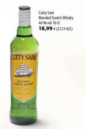 Promoties Cutty sark blended scotch whisky - Cutty Sark - Geldig van 22/09/2021 tot 05/10/2021 bij Colruyt