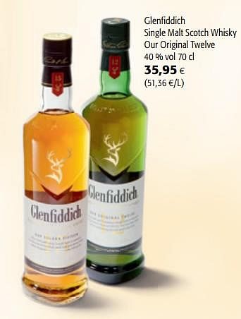 Promoties Glenfiddich single malt scotch whisky our original twelve - Glenfiddich - Geldig van 22/09/2021 tot 05/10/2021 bij Colruyt