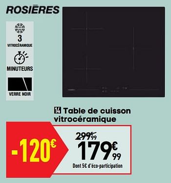 TABLE DE CUISSON VITROCÉRAMIQUE ROSIERES- RH63CT/2