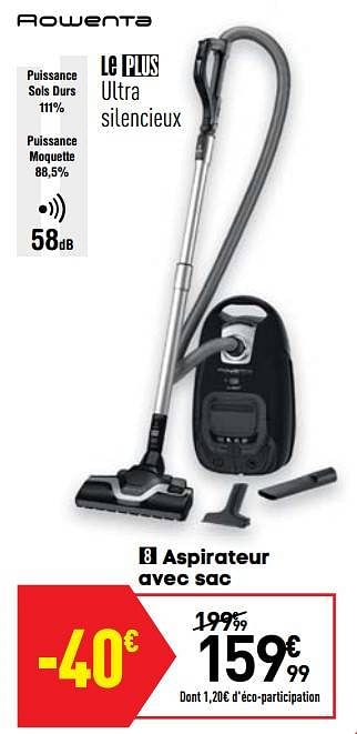 Aspirateur avec sac discount rowenta ro7455ea silence force