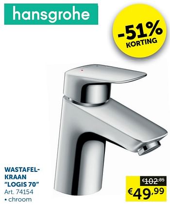 Promoties Wastafelkraan logis 70 - Hansgrohe - Geldig van 05/10/2021 tot 01/11/2021 bij Zelfbouwmarkt