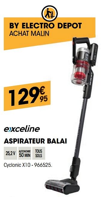 Promotions Exceline aspirateur balai cyclonic x10 - Exceline - Valide de 30/09/2021 à 17/10/2021 chez Electro Depot