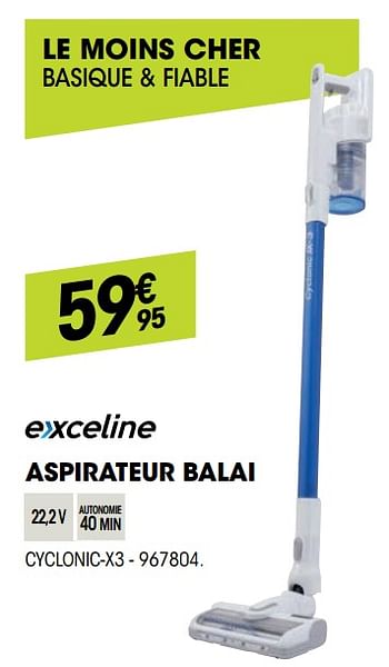 Promotions Exceline aspirateur balai cyclonic-x3 - Exceline - Valide de 30/09/2021 à 17/10/2021 chez Electro Depot