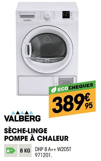 Valberg Valberg sèche-linge pompe à chaleur dhp 8 a++ w205t - En promotion  chez Electro Depot