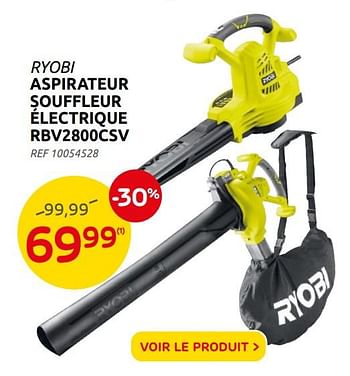 Promotions Ryobi aspirateur souffleur électrique rbv2800csv - Ryobi - Valide de 22/09/2021 à 04/10/2021 chez Brico