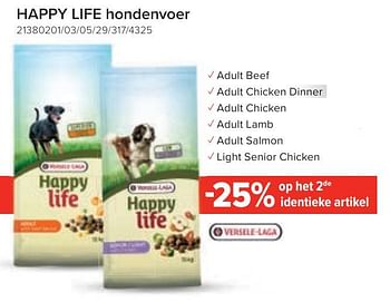 Versele-Laga Happy life hondenvoer -25% het 2de identieke artikel - Promotie bij Euro Shop