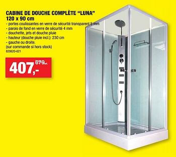 Promotions Cabine de douche complète luna - Marque inconnue - Valide de 29/09/2021 à 10/10/2021 chez Hubo