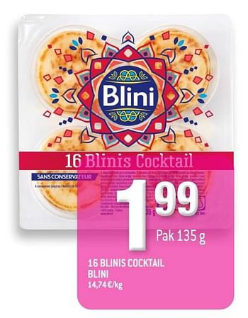 Promoties 16 blinis cocktail blini - Blini - Geldig van 29/09/2021 tot 12/10/2021 bij Smatch