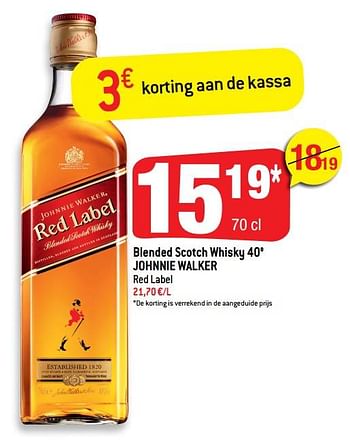 Promoties Blended scotch whisky 40° johnnie walker red label - Johnnie Walker - Geldig van 29/09/2021 tot 12/10/2021 bij Smatch