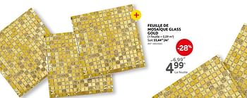 Promoties Feuille de mosaïque glass gold - Huismerk - Brico - Geldig van 29/09/2021 tot 25/10/2021 bij Brico