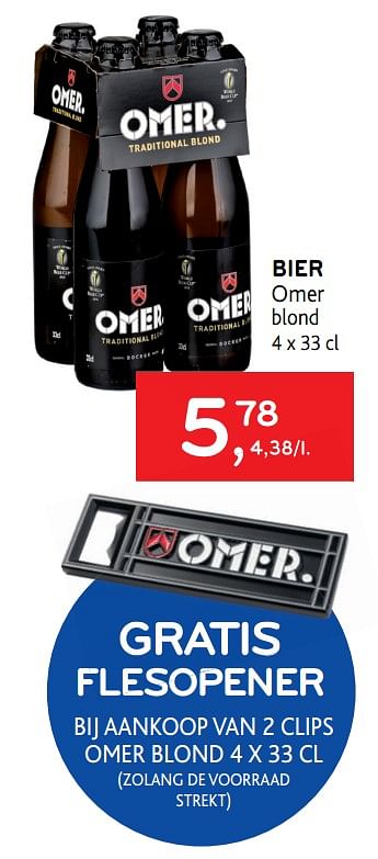 Promoties Bier omer blond - Omer - Geldig van 06/10/2021 tot 19/10/2021 bij Alvo