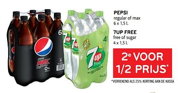 Promoties Pepsi + 7up free 2e voor 1-2 prijs - Huismerk - Alvo - Geldig van 06/10/2021 tot 19/10/2021 bij Alvo