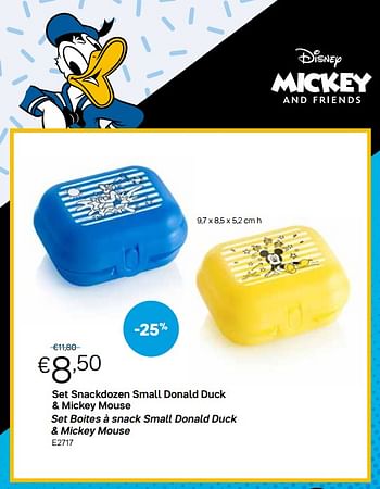 Promoties Set snackdozen small donald duck + mickey mouse set boites à snack small donald duck + mickey mouse - Huismerk - Tupperware - Geldig van 27/09/2021 tot 31/10/2021 bij Tupperware