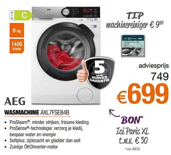 Promoties Aeg wasmachine axl7fse84b - AEG - Geldig van 26/09/2021 tot 31/10/2021 bij Expert
