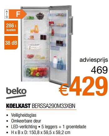 Promoties Beko koelkast berssa290m33xbn - Beko - Geldig van 26/09/2021 tot 31/10/2021 bij Expert