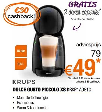 Promoties Krups dolce gusto piccolo xs krkp1a0810 - Krups - Geldig van 26/09/2021 tot 31/10/2021 bij Expert