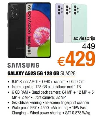 Promoties Samsung galaxy a52s 5g 128 gb sua528 - Samsung - Geldig van 26/09/2021 tot 31/10/2021 bij Expert