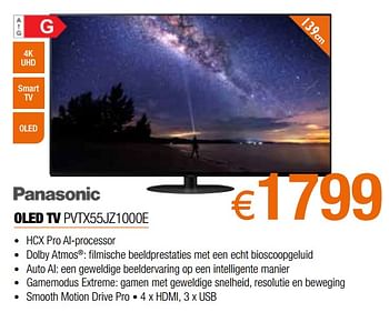 Promoties Panasonic oled tv pvtx55jz1000e - Panasonic - Geldig van 26/09/2021 tot 31/10/2021 bij Expert