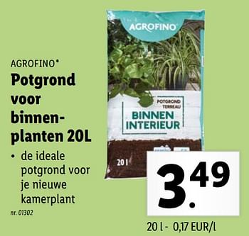 Promotions Potgrond voor binnenplanten - Agrofino - Valide de 04/10/2021 à 09/10/2021 chez Lidl