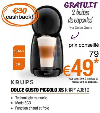 Promotions Krups dolce gusto piccolo xs krkp1a0810 - Krups - Valide de 26/09/2021 à 31/10/2021 chez Expert