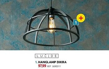 Promoties Hanglamp dikra - Lucide - Geldig van 29/09/2021 tot 25/10/2021 bij BricoPlanit
